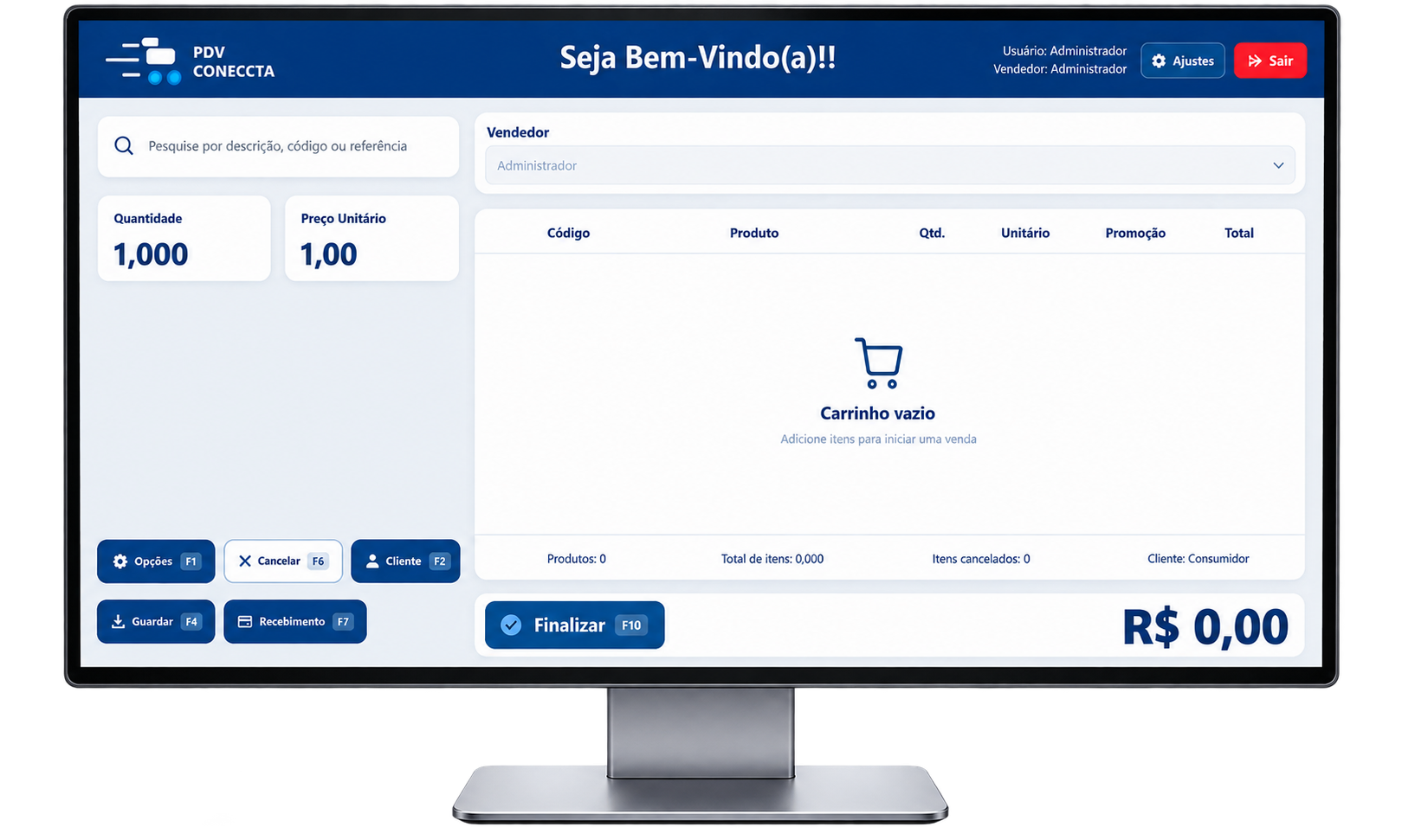 Sistema ERP-PDV Coneccta em uso